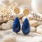 Boucles d'oreille perles goutte bleu foncé- Bijou bohème tendance