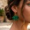 Créoles fleurs vertes originales - Boucles d'oreille bohèmes
