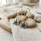 Boucles d'oreilles acier inoxydable bleu marine doré soleil etoile