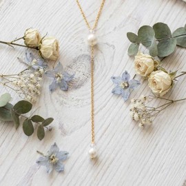 Collier dos mariage perles nacrées et cristal "Joy"  Bijou mariée personnalisable