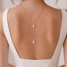 Collier dos mariage perles nacrées et cristal "Joy"  Bijou mariée personnalisable