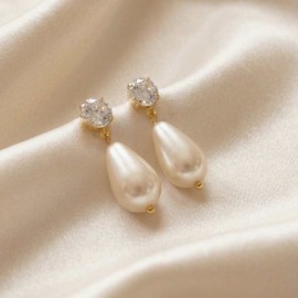 "Elona" boucles mariée perle goutte strass Swarovski - bijou mariage
