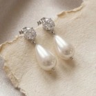 "Elona" boucles mariée perle goutte strass Swarovski - bijou mariage