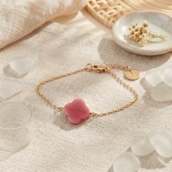 Bracelet porte-bonheur trèfle rose - Bijou fin