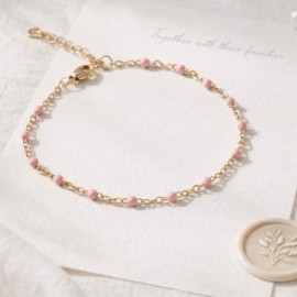Bracelet fin petites perles rose - Bijou précieux