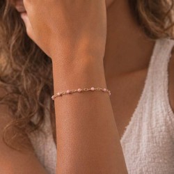 Bracelet fin petites perles rose - Bijou précieux