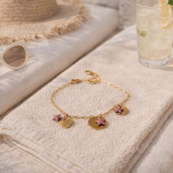 Bracelet breloques prune dore - Bracelet charms