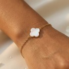Bracelet porte-bonheur trèfle nacre naturelle - Bijou fin