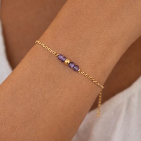 Bracelet am&eacute;thystes "Am&eacute;lia"- Bijou lithoth&eacute;rapie - Bijou pierre naturelle