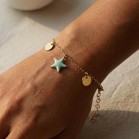 Bracelet breloques vert mint dore - Bracelet charms