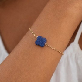 Bracelet porte-bonheur trèfle bleu marine - Bijou fin
