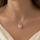 Collier quartz rose pendentif pomme "Lolita"- Bijou précieux 
