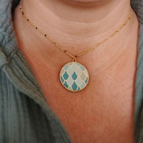 Collier bleu pendentif art d&eacute;co - Bijou pr&eacute;cieux 