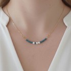 Collier Aqua perles de culture et cubes bleu-vert - Bijou bohème chic