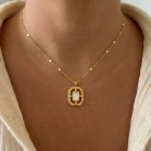 Collier pendentif blanc et or art déco - Bijou précieux 