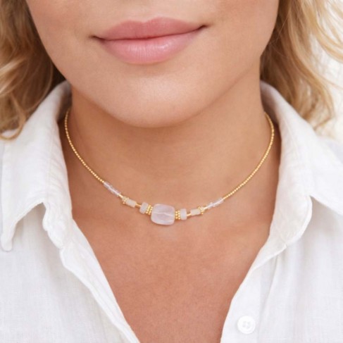 Collier opalite et dor&eacute; Opalita - Bijou cr&eacute;ateur