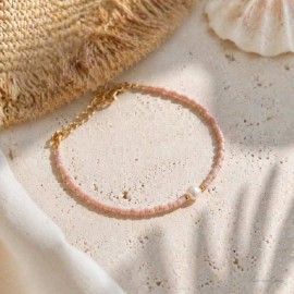 Bracelet Perle d'Eau Douce & Perles Miyuki Rose Poudré – Finition Or