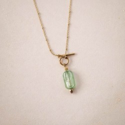 Collier Alia pendentif vert et or - Bijou créateur