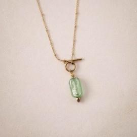 Collier Alia pendentif vert et or - Bijou créateur