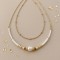 Collier Harmonie or et blanc, perle de culture & perles de verre - Bijou pierre semi-précieuse