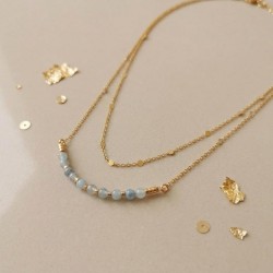 Collier aigue marine double rang Océania - Aigue-marine bohème chic