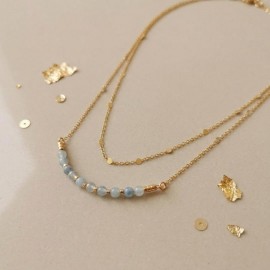 Collier aigue marine double rang Océania - Aigue-marine bohème chic
