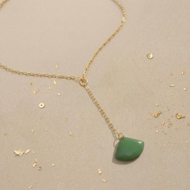 Collier en Y pendentif vert clair en émail - Bijou minimaliste