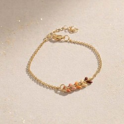 Bracelet feuilles d'automne émaillé doré - Bijou fin