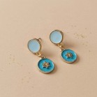 Boucles d'oreille discrètes bleu céladon et turquoise - Bijou précieux