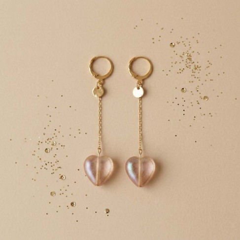 Boucles d'oreille pendantes coeur  - Bijou tendance