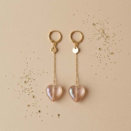 Boucles d'oreille pendantes coeur  - Bijou tendance