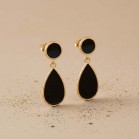 Boucles d'oreille vitrail noir et or - Bijou précieux