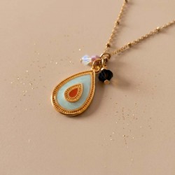 Collier gri-gris pendentif vert pâle - Bijou précieux 