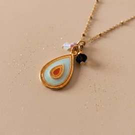 Collier gri-gris pendentif vert pâle - Bijou précieux 