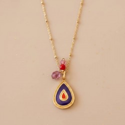 Collier gris-gris pendentif violet - Bijou précieux 