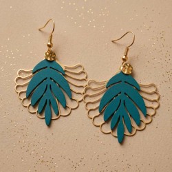 Boucles d'oreilles bohèmes feuille & éventail - Bijou tendance