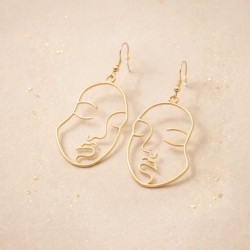 Boucles d'oreilles dorées art contemporain - Bijou tendance
