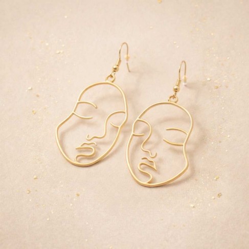 Boucles d'oreilles dor&eacute;es art contemporain - Bijou tendance
