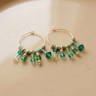 Boucles d'oreille bohèmes pampilles vertes - Bijou précieux