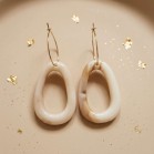 Boucles d'oreille maxi beige marbré  - Bijou tendance