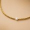 Collier Aura facette de bohême blanche et rocailles or - Bijou créateur