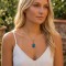 Collier Alia pendentif bleu et or - Bijou créateur