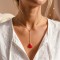 Collier en Y pendentif corail en émail - Bijou minimaliste