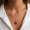 Collier en Y coeur prune violine en émail - Bijou minimaliste