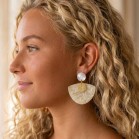 Boucles d'oreille soirée beige marbré or  - Bijou précieux