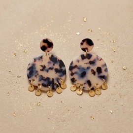 Boucles d'oreille bohèmes léopard et pampilles or - Bijou précieux