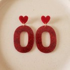 Boucles d'oreille maxi Ô coeurs rouge paillettes  - Bijou soirée