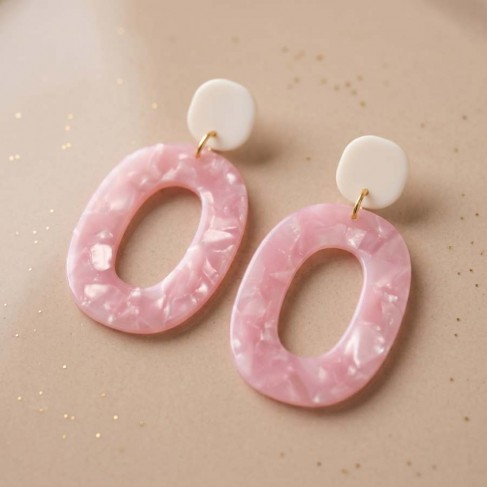 Boucles d'oreille maxi &Ocirc; rose p&acirc;le  - Bijou tendance