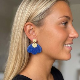 Boucles d'oreille pétales de fleur bleu  - Bijou tendance