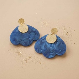 Boucles d'oreille pétales de fleur bleu  - Bijou tendance